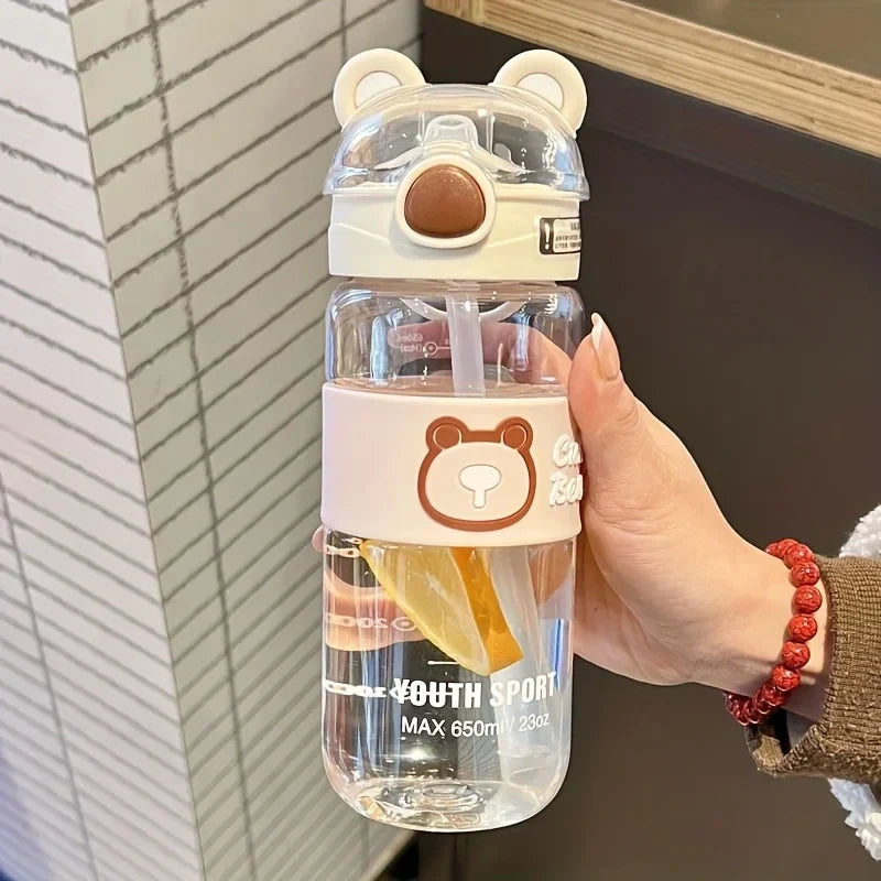 Cute Bear Youth Sport Water Bottle 550ml / 650ml – BPA Free Leak Proof Kids & Sports Bottle