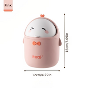 Cute Cartoon Duck Mini Desktop Trash Can – Flip Lid Waste Bin with Detachable Inner Bucket for Desk, Bedroom, Office & Car
