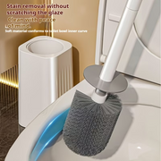 Long Handle Toilet Brush with Stand – Wall-Mounted Hard Bristle No-Corner Bathroom Cleaning Brush