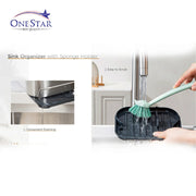 One Star Sink Organizer with Sponge Holder – Kitchen Sink Caddy for Soap, Brush & Sponge Storage
