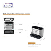 One Star Sink Organizer with Sponge Holder – Kitchen Sink Caddy for Soap, Brush & Sponge Storage