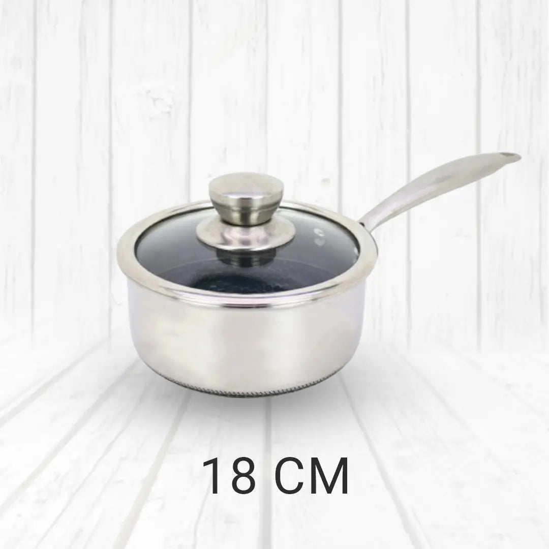 Honeycomb stainless steel milk pan with glass lid – KT Nest