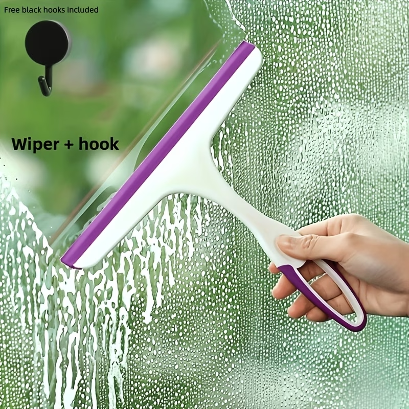 Shower Squeegee with Hook – Handheld Glass, Window & Bathroom Water Removal Cleaning Squeegee