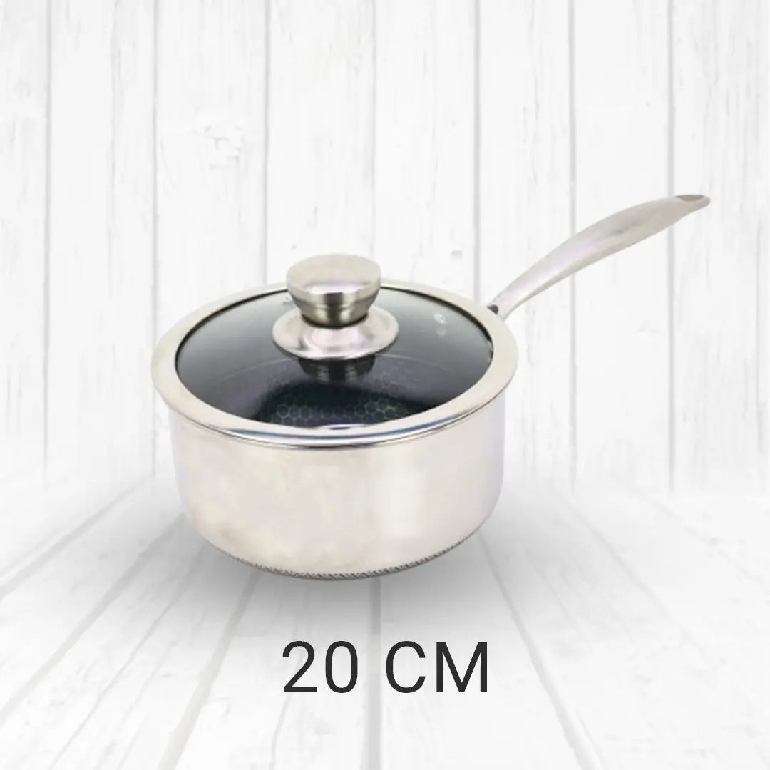 Honeycomb Stainless Steel Milk Pan with Glass Lid