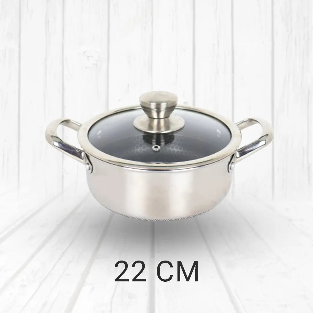 Honeycomb stainless steel casserole with glass lid – KT Nest