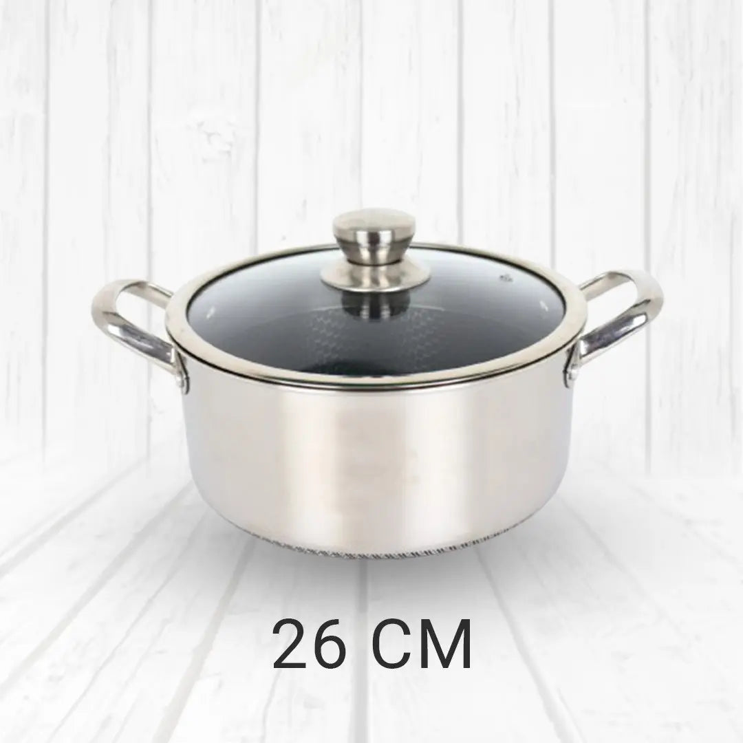 Honeycomb Stainless Steel Casserole with Glass Lid