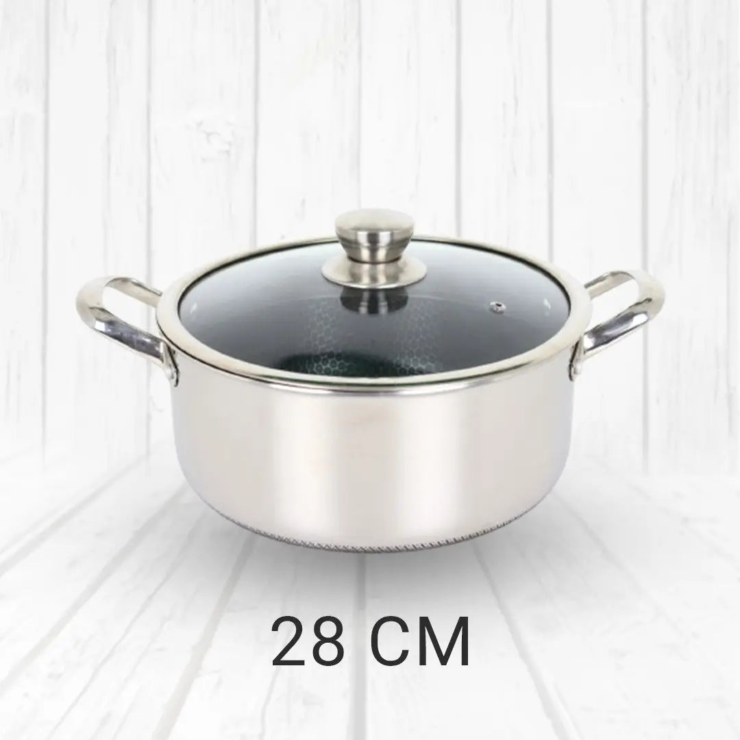 Honeycomb Stainless Steel Casserole with Glass Lid