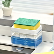 Easy Press Soap Dispenser for Kitchen Dishwashing – Dish Soap Pump Dispenser with Sponge Holder