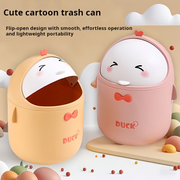 Cute Cartoon Duck Mini Desktop Trash Can – Flip Lid Waste Bin with Detachable Inner Bucket for Desk, Bedroom, Office & Car