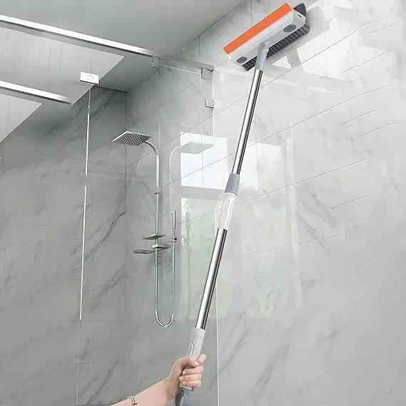3 - in - 1 Bathroom Cleaning Brush Set with Long Handle, 180° Rotating Head, Tile and Floor Scrubber with Wiper 1pcs - KT Bazar BD Shop
