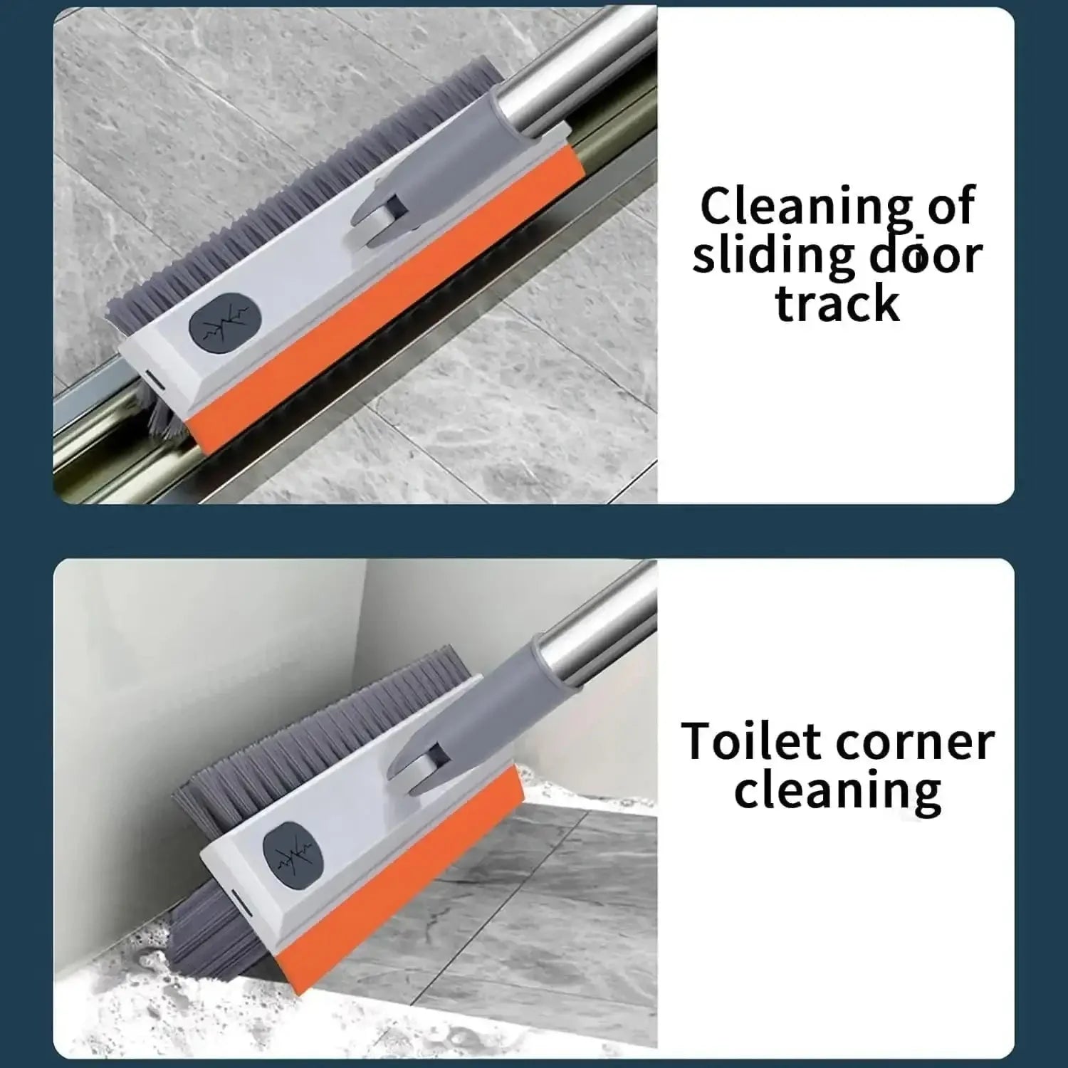 3 - in - 1 Bathroom Cleaning Brush Set with Long Handle, 180° Rotating Head, Tile and Floor Scrubber with Wiper 1pcs - KT Bazar BD Shop