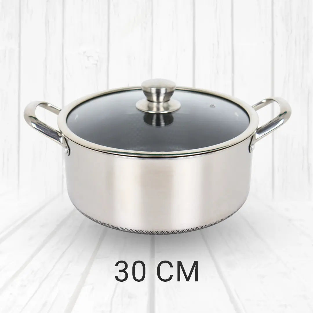Honeycomb Stainless Steel Casserole with Glass Lid