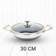 Honeycomb Design Stainless Steel Karai with Lid