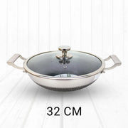 Honeycomb Design Stainless Steel Karai with Lid