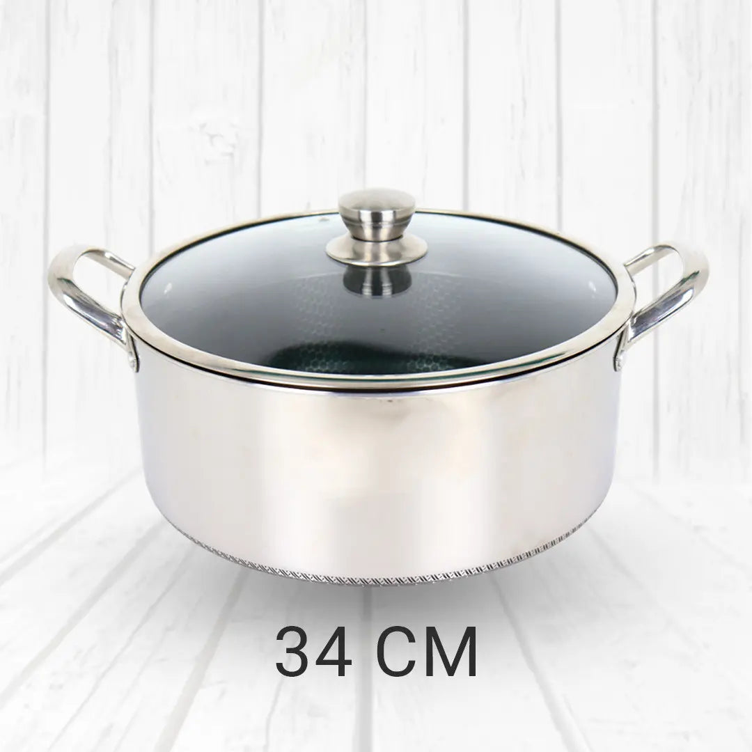 Honeycomb Stainless Steel Casserole with Glass Lid