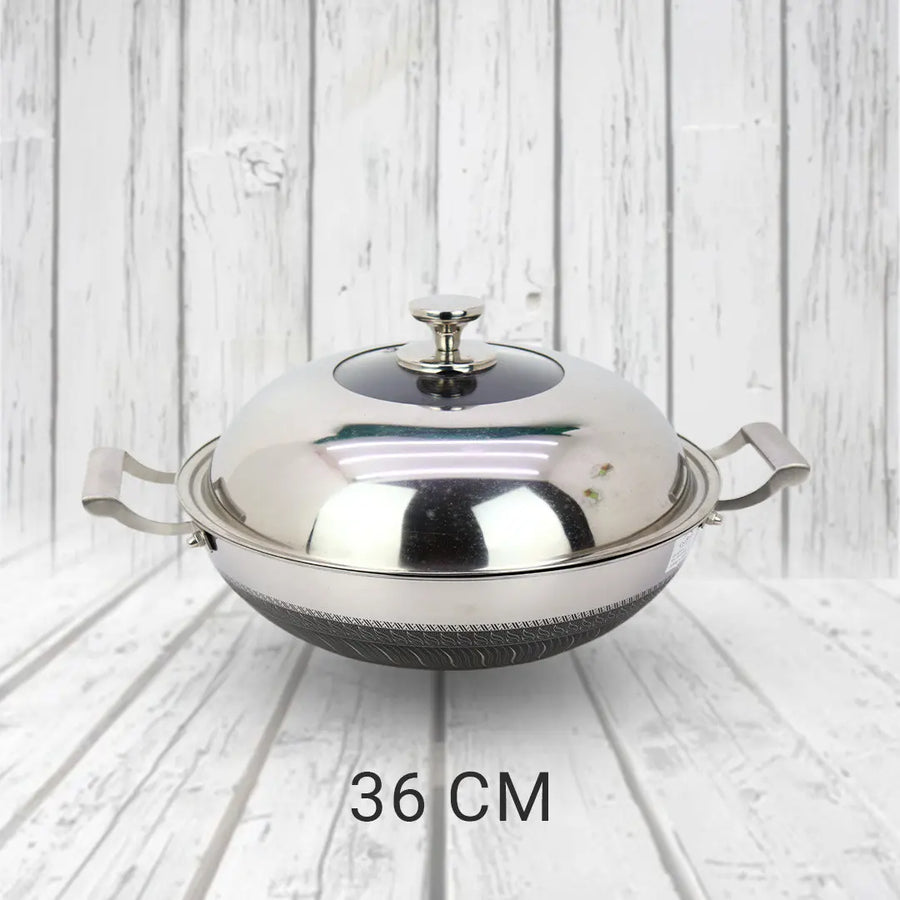Uncoated Honeycomb Design Stainless Steel/Karai with SS/Glass Lid