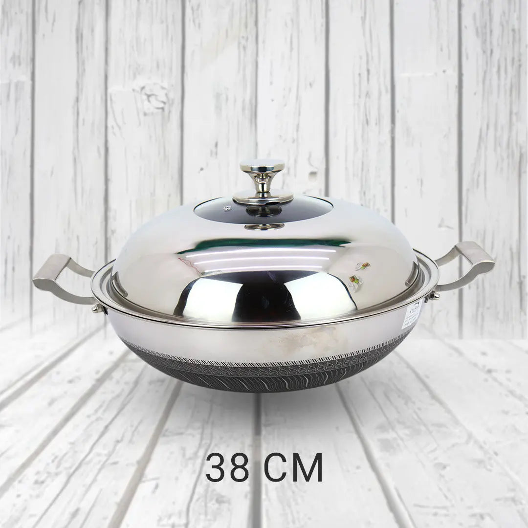 Honeycomb Stainless Steel Karai with Lid