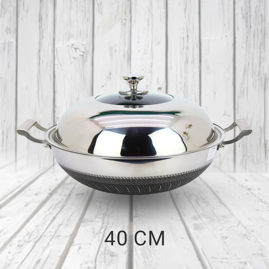 Honeycomb Stainless Steel Karai with Lid