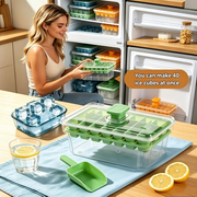 40-Grid Double-Layer Press Ice Cube Tray – Large Capacity Ice Maker Box with Lid & Ice Spoon
