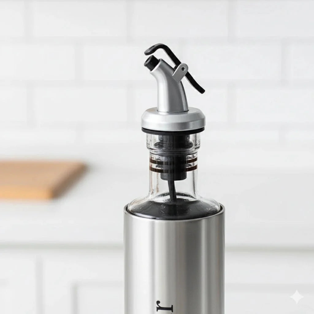 500ml glass oil dispenser with steel lid – KT Nest