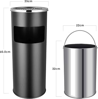 Stainless steel ash tray dustbin 30L office smoke bin – KT Bazar