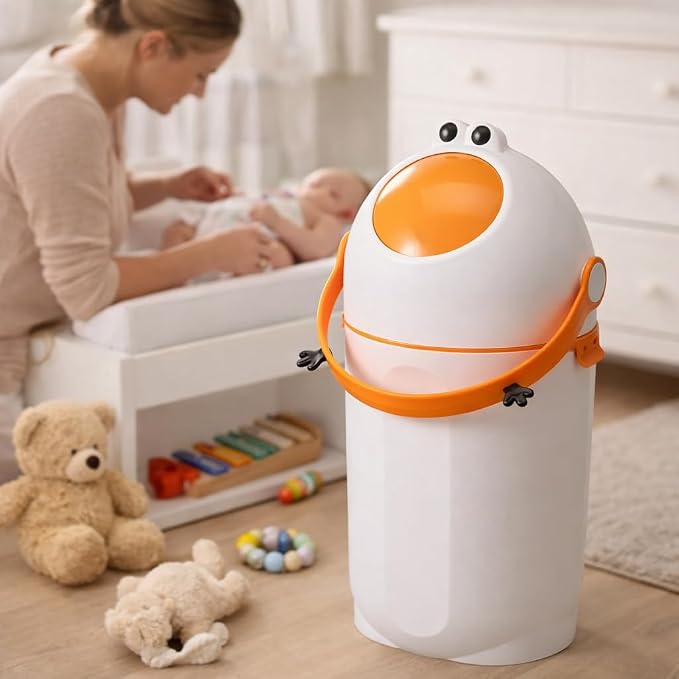 Duorenke Cartoon Trash Can | Cute Plastic Dustbin for Kids & Home (Frog bin)