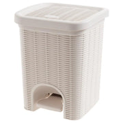 Rattan style plastic pedal trash bin with lid – KT Bazar