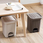 Rattan style plastic pedal trash bin with lid – KT Nest