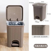 Rattan style plastic pedal trash bin with lid – KT Bazar