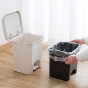 Rattan style plastic pedal trash bin with lid – KT Bazar