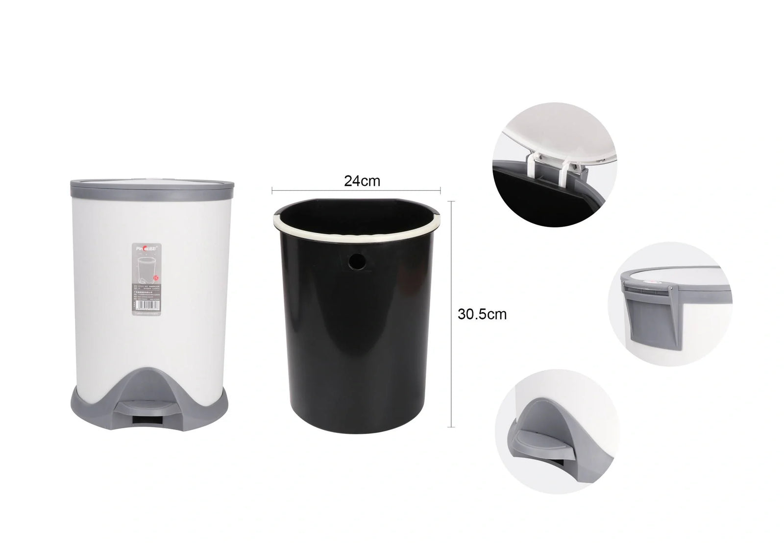 Premium pedal dustbin with inner bucket hands free waste bin – KT Bazar