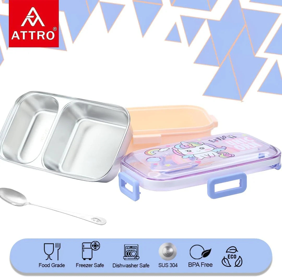 2-Compartment Stainless Steel Lunch Box