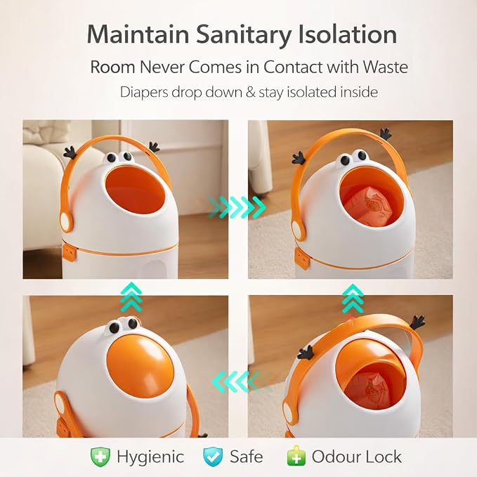 Duorenke Cartoon Trash Can | Cute Plastic Dustbin for Kids & Home (Frog bin)