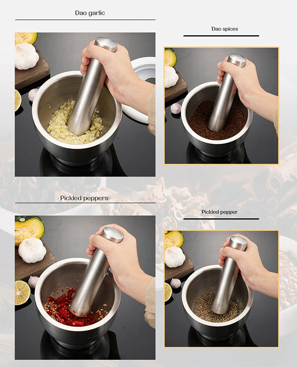 Stainless steel haman dista mortar and pestle – KT Bazar