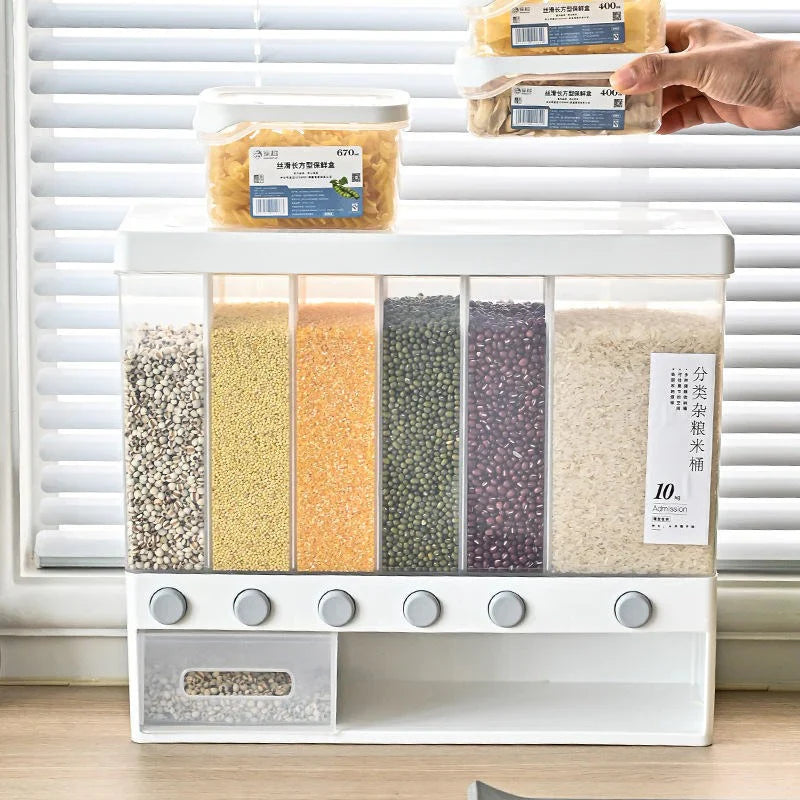 6-Grid Dry Food Storage Dispenser