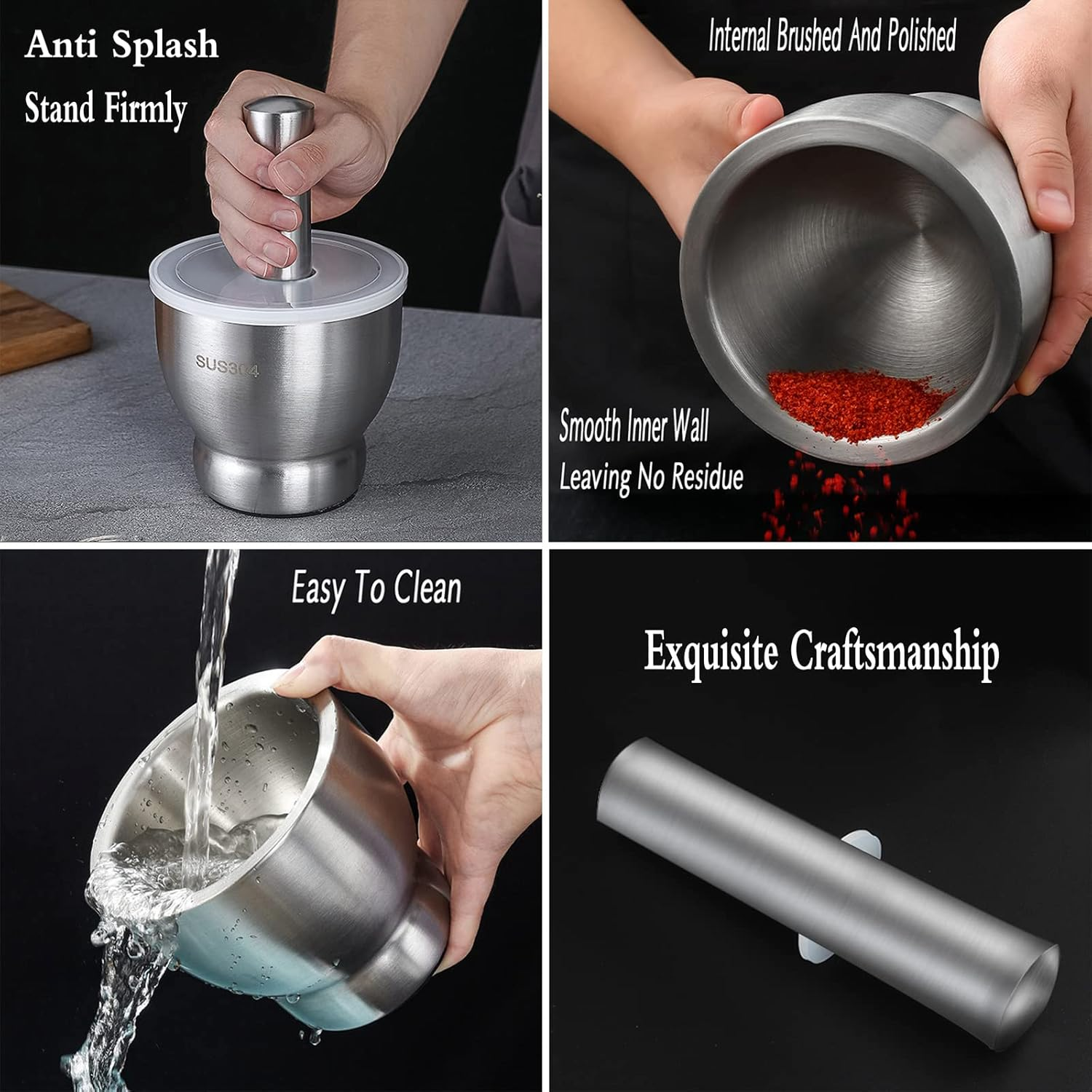 Stainless steel haman dista mortar and pestle – KT Bazar