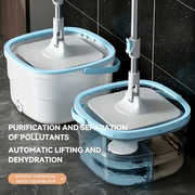 Premium Spin Mop & Bucket Set with Extended Mop Pole – 2 Washable Microfiber Mop Pads for Home, Kitchen & Bathroom