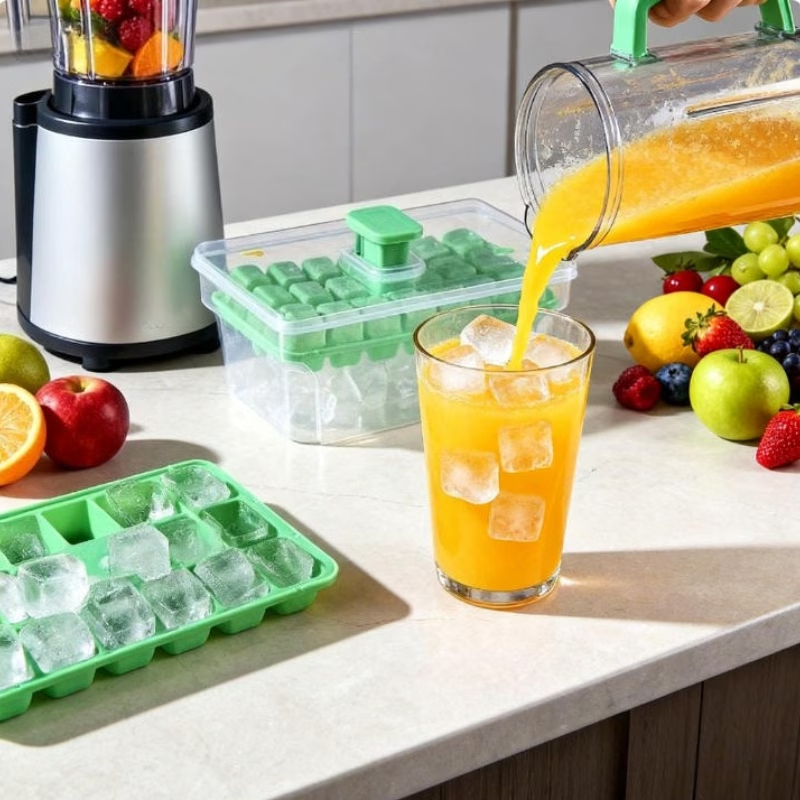40-Grid Double-Layer Press Ice Cube Tray – Large Capacity Ice Maker Box with Lid & Ice Spoon