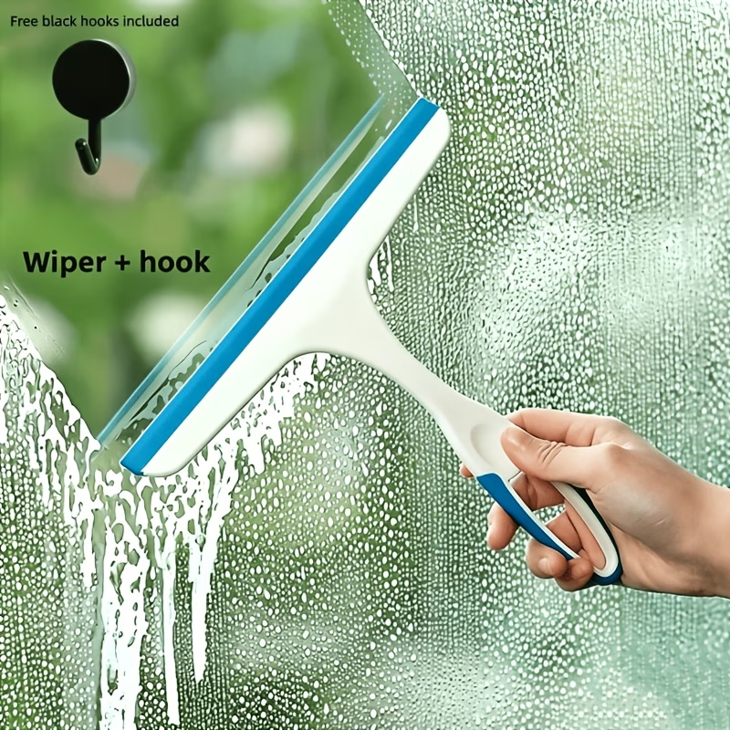 Shower Squeegee with Hook – Handheld Glass, Window & Bathroom Water Removal Cleaning Squeegee