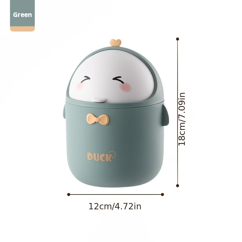 Cute Cartoon Duck Mini Desktop Trash Can – Flip Lid Waste Bin with Detachable Inner Bucket for Desk, Bedroom, Office & Car