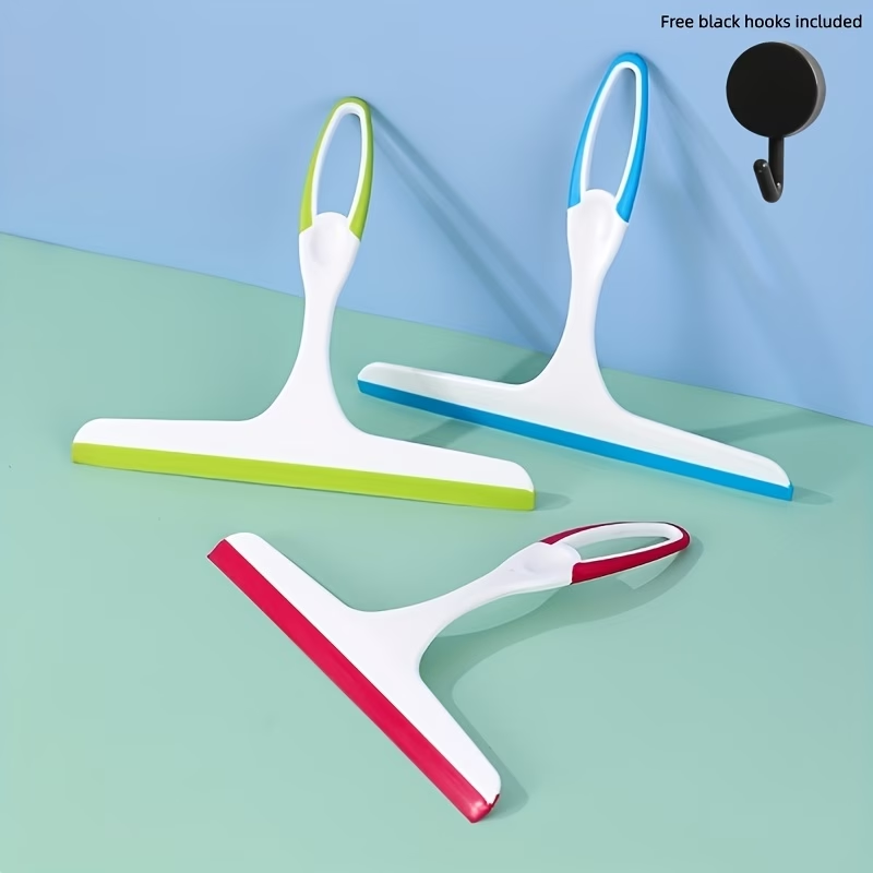Shower Squeegee with Hook – Handheld Glass, Window & Bathroom Water Removal Cleaning Squeegee
