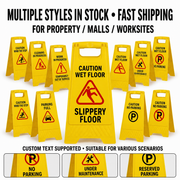 Caution Wet Floor Sign Board – 61cm Foldable Yellow Safety Stand