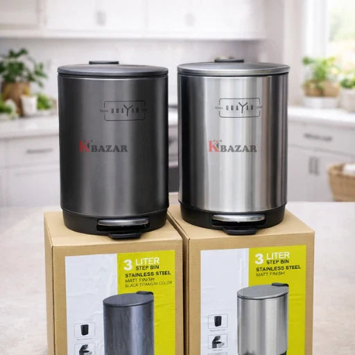 Round stainless steel dustbin 3 liter – KT Nest