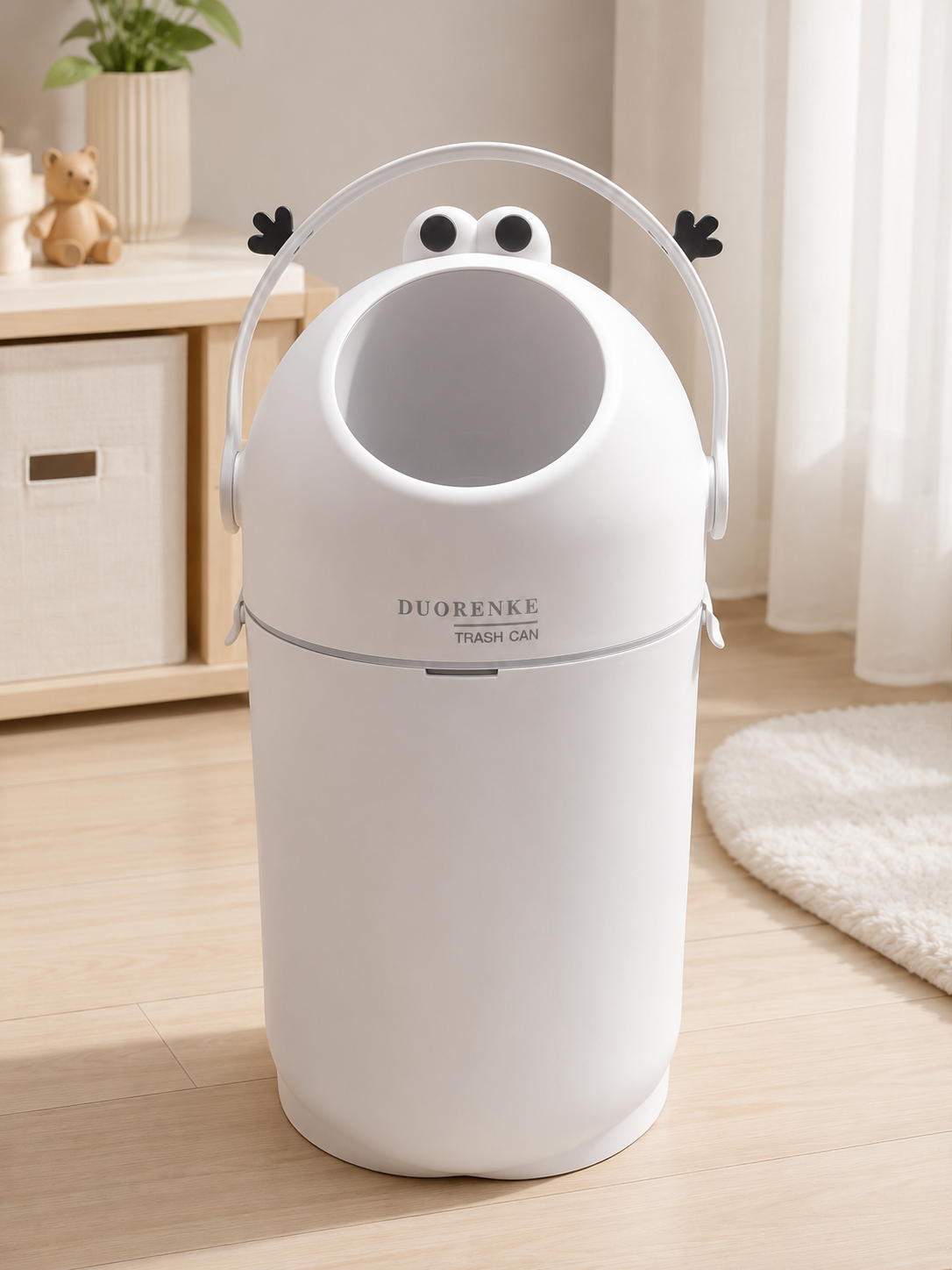 Duorenke Cartoon Trash Can | Cute Plastic Dustbin for Kids & Home (Frog bin)