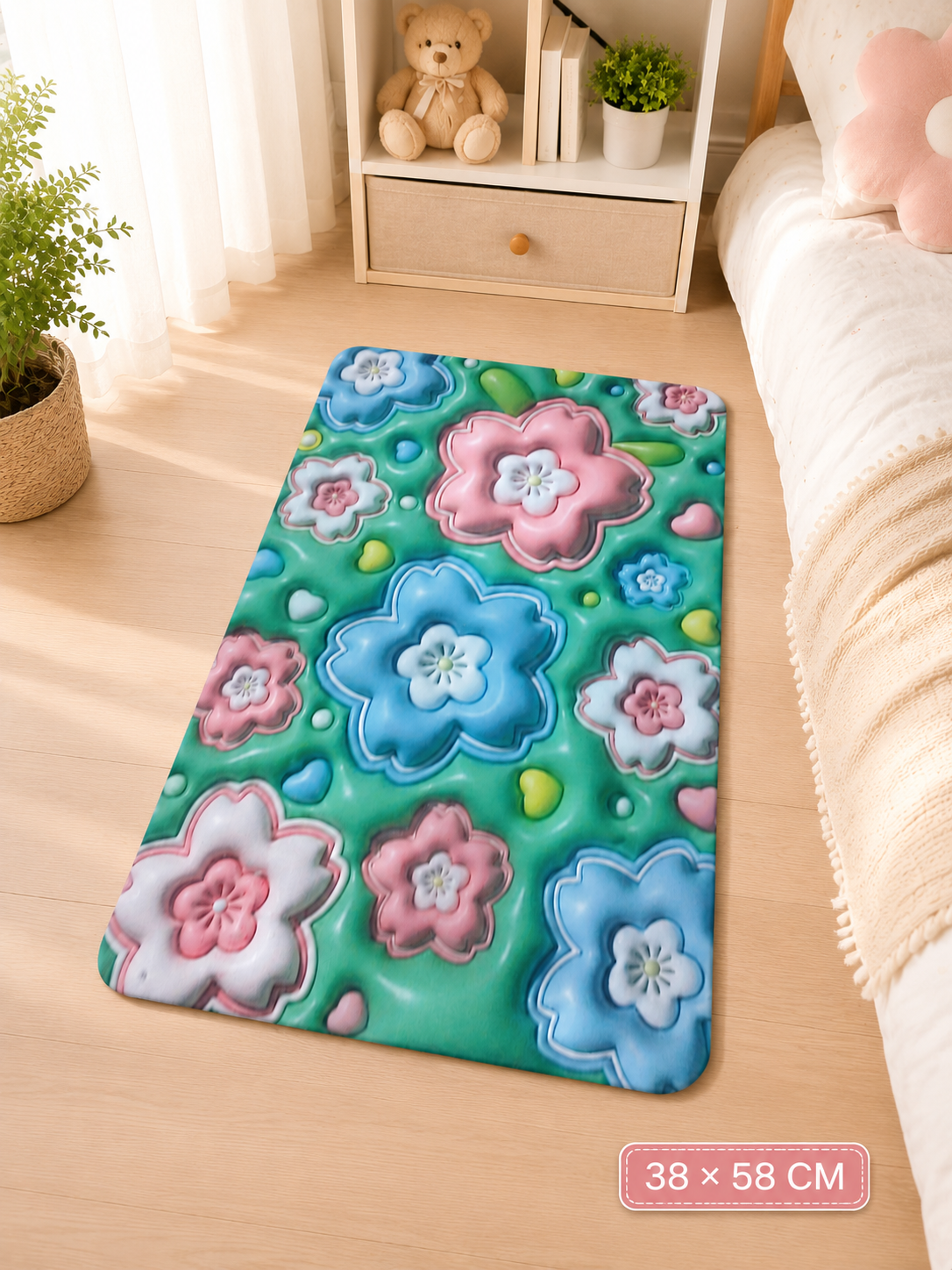 3D Flower Floor Mat | Soft Kids Room & Bedroom Decorative Rug