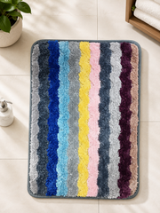 Multicolor Stripe Soft Floor Mat | Soft Fluffy Bedroom Bathroom Mat