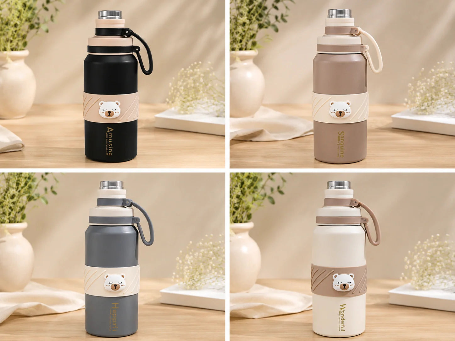 Premium Floral Vacuum Insulated Stainless Steel Water Bottle – Leakproof Hot & Cold Thermos Flask for Office & Travel