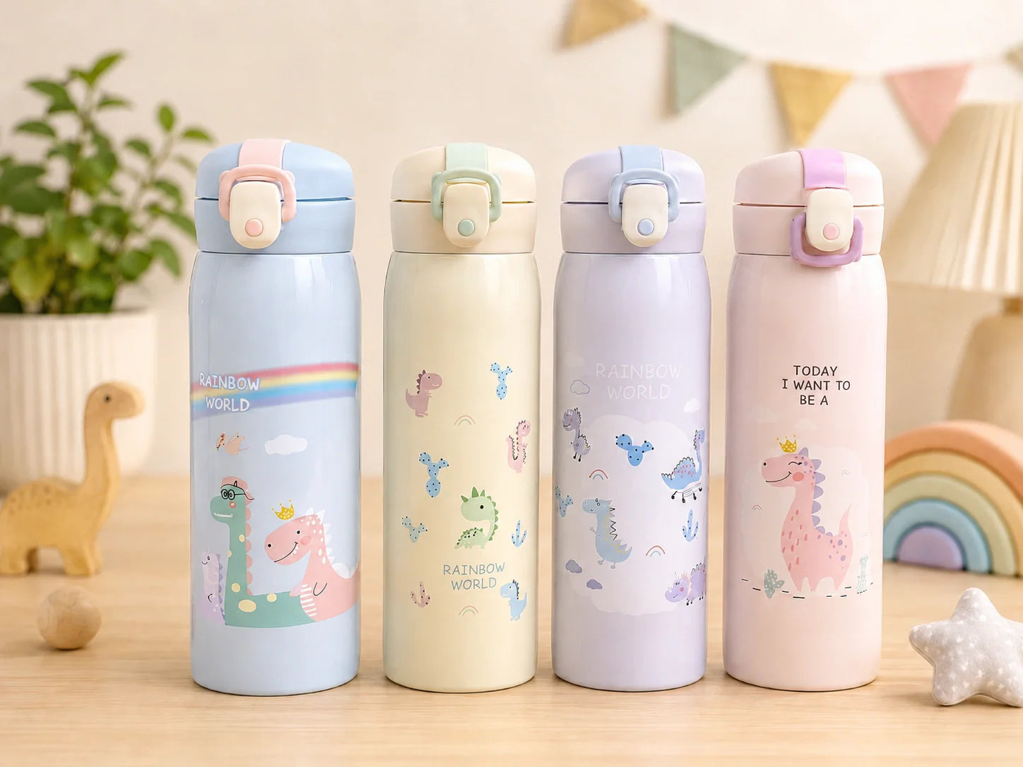 Kids dinosaur insulated stainless steel water bottle – KT Nest