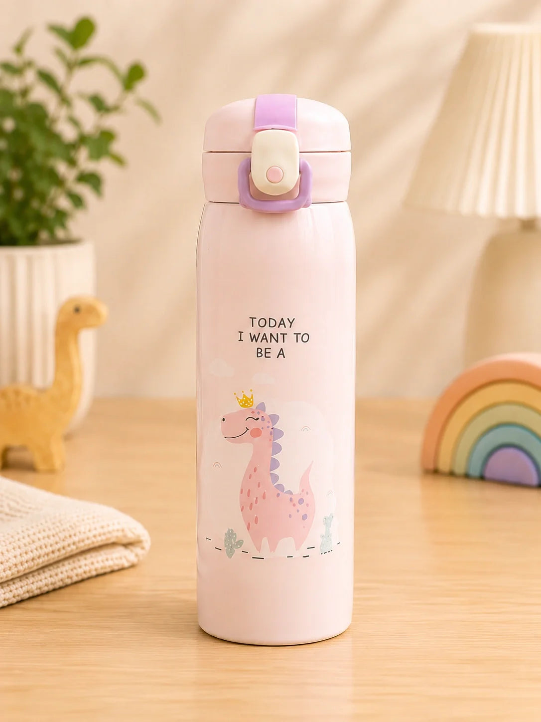 Kids Dinosaur Vacuum Insulated Stainless Steel Water Bottle – Leak Proof Hot & Cold School Bottle