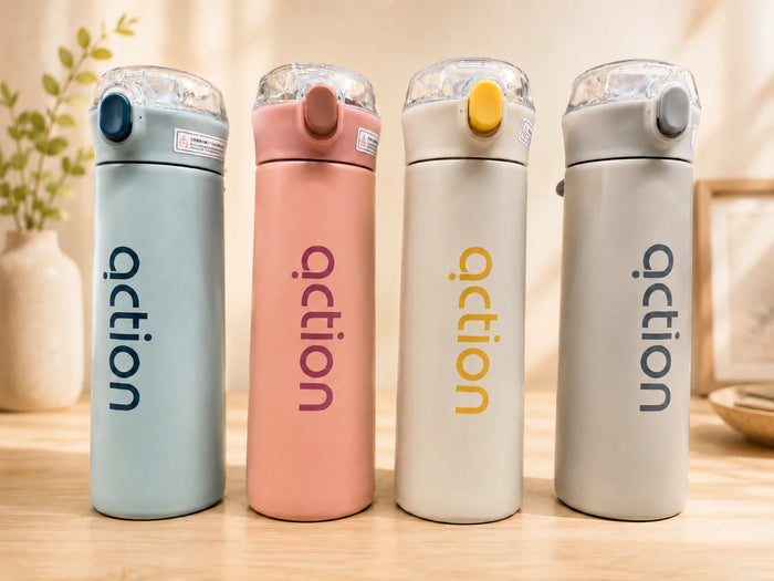 Vacuum insulated stainless steel water bottle with one touch lid – KT Nest